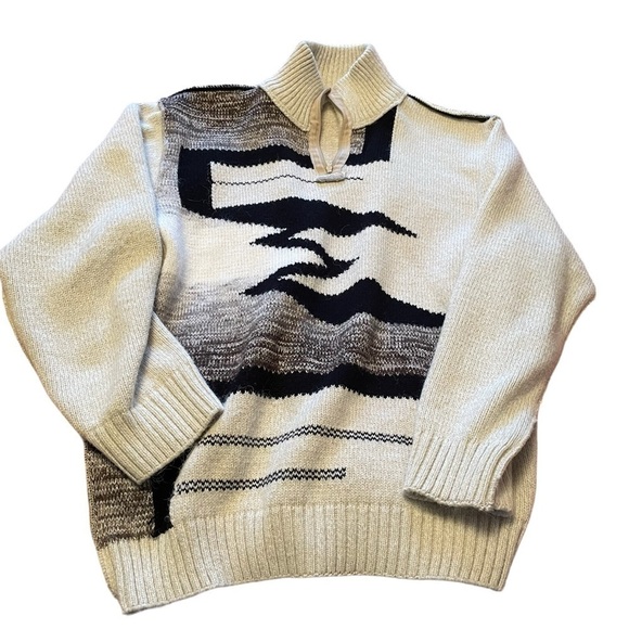 Vintage Fonxion 1/4 Zip Pullover Mockneck Sweater - Wool Size Large-Long Sleeves - Picture 7 of 8